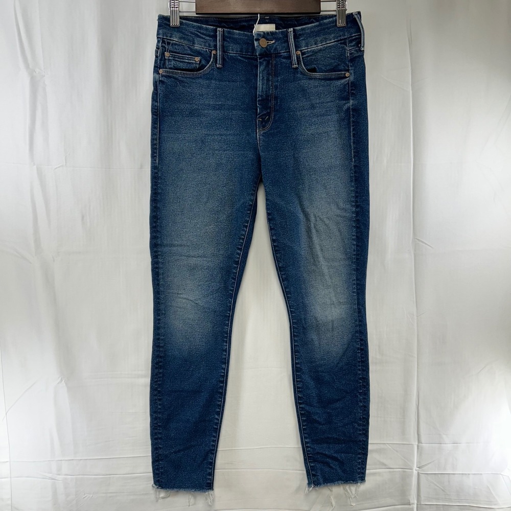 Mother The Looker Ankle Fray Jeans Womens 28‎ Blue The Buck Stops Here Skinny